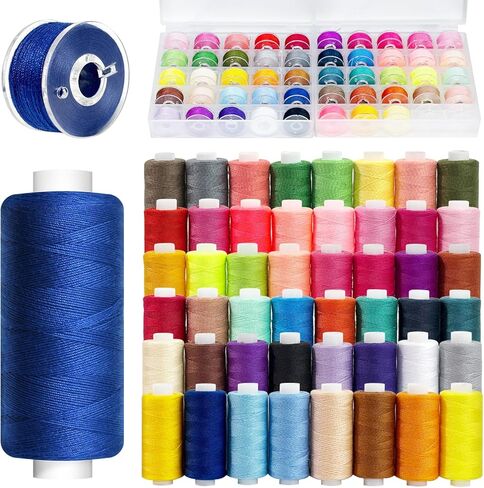 96 Pcs Sewing Thread Kit with Bobbins for Sewing Machine, 48 Colors Polyester Prewound Bobbins for Sewing, Emergency use, Travel, Hand Sewing Machines, DIY, and Home use, 400 Yards in Saudi Arabia