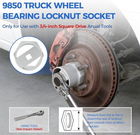 6-Point Truck Wheel Bearing Locknut Socket Set with Display Tool Board 9850, 3/4 inch Driver Axle Nut Socket Set Tools for Heavy Duty Truck 21 Pcs, High-Strength Steel in Kuwait