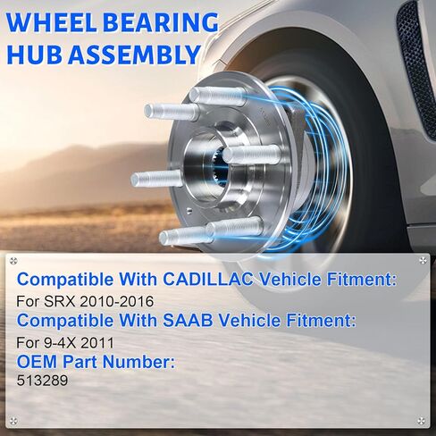 2 x 513289 Front or Rear Wheel Bearing Hub Assembly with 6 Lug Compatible with Cadillac SRX 2010-2016, Fit for Saab 9-4X 2011 in Saudi Arabia