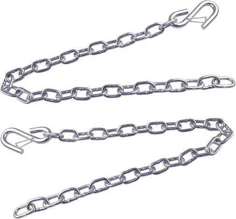 2 PCS 3/16" x 27" Trailer Safety Chain, Grade 30 Zinc-Plated Steel with Spring S-Hooks, 3200 lbs Capacity Class I, Heavy Duty Towing Security for Boat, RV & Utility Trailers in Saudi Arabia