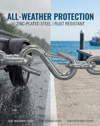 2 PCS 3/16" x 27" Trailer Safety Chain, Grade 30 Zinc-Plated Steel with Spring S-Hooks, 3200 lbs Capacity Class I, Heavy Duty Towing Security for Boat, RV & Utility Trailers in Saudi Arabia