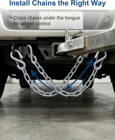 2 PCS 3/16" x 27" Trailer Safety Chain, Grade 30 Zinc-Plated Steel with Spring S-Hooks, 3200 lbs Capacity Class I, Heavy Duty Towing Security for Boat, RV & Utility Trailers in Saudi Arabia
