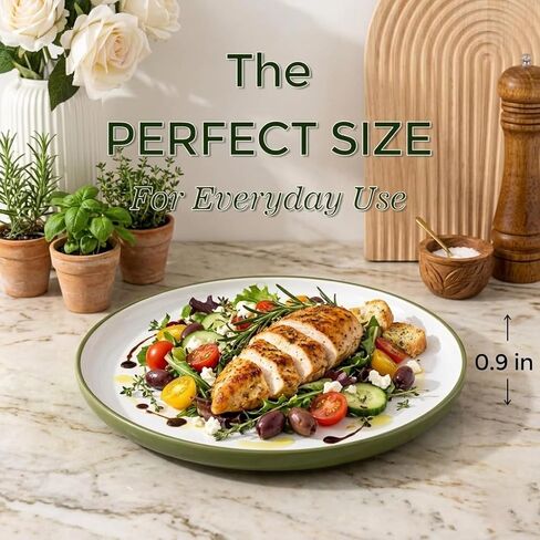 GBHOME Ceramic Dinner Plates Set of 6, 10.5 Inch Reactive Glaze Stoneware Plates Set, Modern Dinnerware Dishes Set for Kitchen,Microwave, Dishwasher Safe, Scratch Resistant-Pear White in Saudi Arabia