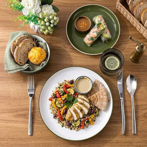 GBHOME Ceramic Dinner Plates Set of 6, 10.5 Inch Reactive Glaze Stoneware Plates Set, Modern Dinnerware Dishes Set for Kitchen,Microwave, Dishwasher Safe, Scratch Resistant-Pear White in Saudi Arabia