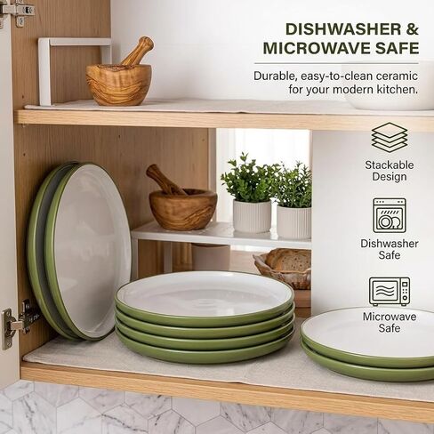 GBHOME Ceramic Dinner Plates Set of 6, 10.5 Inch Reactive Glaze Stoneware Plates Set, Modern Dinnerware Dishes Set for Kitchen,Microwave, Dishwasher Safe, Scratch Resistant-Pear White in Saudi Arabia
