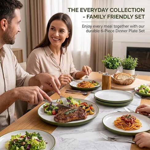 GBHOME Ceramic Dinner Plates Set of 6, 10.5 Inch Reactive Glaze Stoneware Plates Set, Modern Dinnerware Dishes Set for Kitchen,Microwave, Dishwasher Safe, Scratch Resistant-Pear White in Saudi Arabia