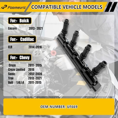 Set of 4 UF669 Ignition Coil Compatible with Buick Encore 2013-2021 Compatible with Chevy Cruze 2011-2015 Sonic 2012-2020 Trax 2013-2021 Ignition Coil Pack in Kuwait