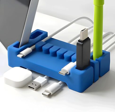 من DeskBrick منظم الأسلاك الأثقل وزنًا لسطح المكتب - حامل الهاتف، منظم مكتب المكتب، إدارة الكابلات للمنزل - هدية متعددة الوظائف للرجال والكبار (رمادي فاتح) in Kuwait