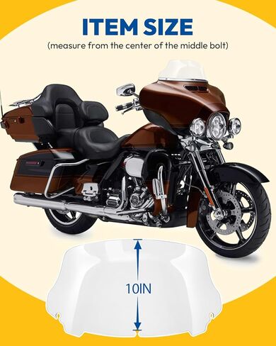 الزجاج الأمامي المموج مقاس 10 بوصات متوافق مع Harley Davidson Touring Street Glide Electra Glide Ultra Classic Glide FLHTK FLHT FLHTCUTri Glide 2014-2023، شفاف in Kuwait