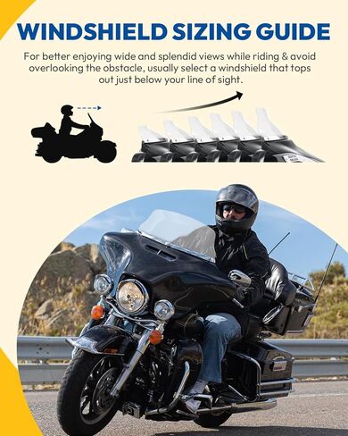 الزجاج الأمامي المموج مقاس 10 بوصات متوافق مع Harley Davidson Touring Street Glide Electra Glide Ultra Classic Glide FLHTK FLHT FLHTCUTri Glide 2014-2023، شفاف in Kuwait