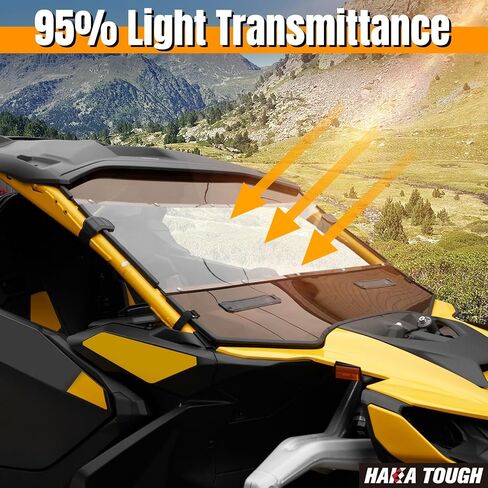 HAKA TOUGH Front Full Windshield for Can-Am Maverick R Accessories 2024+, Hard Coated Poly Vented front Window Windscreen with Adjustable Vents for Can Am Maverick R MAX X RS 2024+ in Kuwait