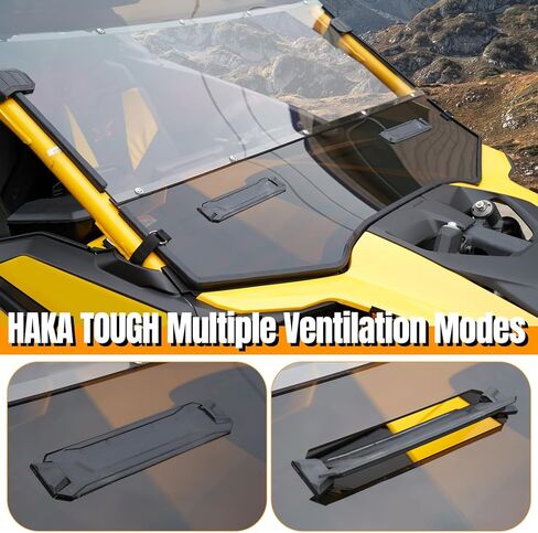 HAKA TOUGH Front Full Windshield for Can-Am Maverick R Accessories 2024+, Hard Coated Poly Vented front Window Windscreen with Adjustable Vents for Can Am Maverick R MAX X RS 2024+ in Kuwait