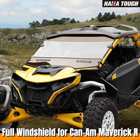 HAKA TOUGH Front Full Windshield for Can-Am Maverick R Accessories 2024+, Hard Coated Poly Vented front Window Windscreen with Adjustable Vents for Can Am Maverick R MAX X RS 2024+ in Kuwait