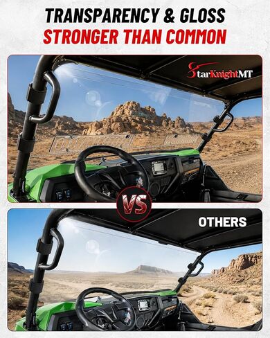 StarknightMT Windshield Scratch-Resisatant Compatible with 2014 2015 Kawasaki Teryx 800/2012 2013 Teryx 4 750 Vent Full Windshield Accessories Clear Front Window Used with Most Roof in Kuwait