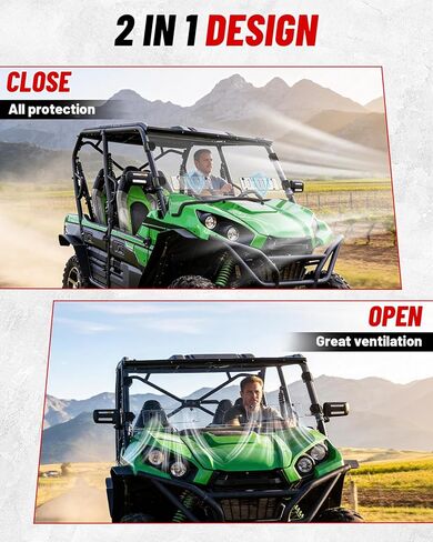 StarknightMT Windshield Scratch-Resisatant Compatible with 2014 2015 Kawasaki Teryx 800/2012 2013 Teryx 4 750 Vent Full Windshield Accessories Clear Front Window Used with Most Roof in Kuwait