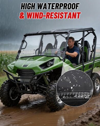 StarknightMT Windshield Scratch-Resisatant Compatible with 2014 2015 Kawasaki Teryx 800/2012 2013 Teryx 4 750 Vent Full Windshield Accessories Clear Front Window Used with Most Roof in Kuwait
