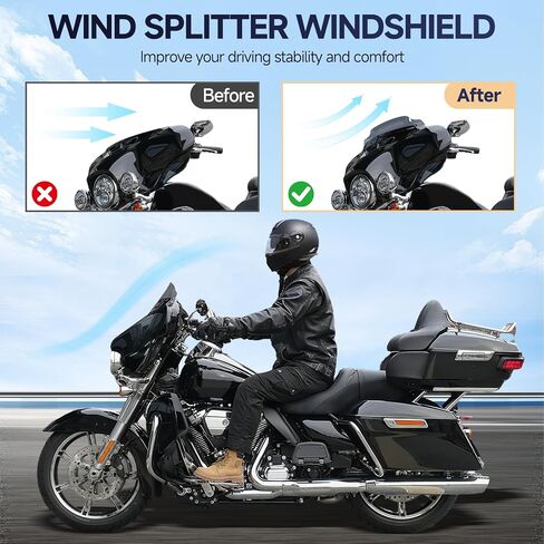 Smoke 4.5"Motorcycle Wave Windshield Windscreen Compatible for Harley 2014-2023 Harley Davidson Touring Street Glide/Electra Glide/Ultra Limited/Tri Glide FLHT FLHX FLHXS FLHTK in Saudi Arabia