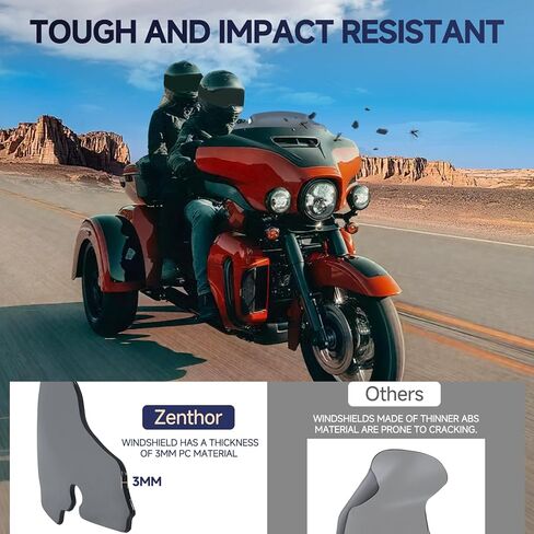 Smoke 4.5"Motorcycle Wave Windshield Windscreen Compatible for Harley 2014-2023 Harley Davidson Touring Street Glide/Electra Glide/Ultra Limited/Tri Glide FLHT FLHX FLHXS FLHTK in Saudi Arabia
