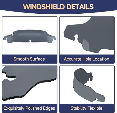 Smoke 4.5"Motorcycle Wave Windshield Windscreen Compatible for Harley 2014-2023 Harley Davidson Touring Street Glide/Electra Glide/Ultra Limited/Tri Glide FLHT FLHX FLHXS FLHTK in Saudi Arabia