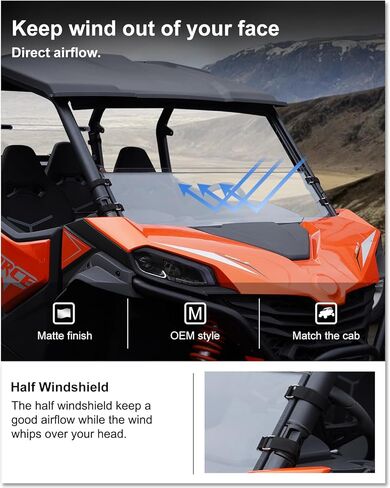 KIWI MASTER Half Windshield for 2023-2026 CFMOTO ZForce 950 Sport/800 Trail Accessories, Hard Coat Poly Front Window, Heavy Duty Polycarbonate, Scratch Resistant in Kuwait