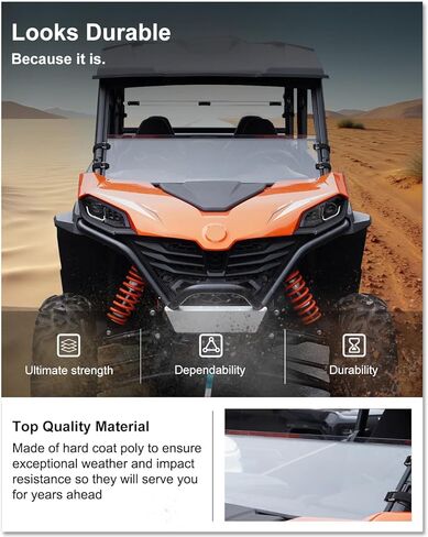 KIWI MASTER Half Windshield for 2023-2026 CFMOTO ZForce 950 Sport/800 Trail Accessories, Hard Coat Poly Front Window, Heavy Duty Polycarbonate, Scratch Resistant in Kuwait