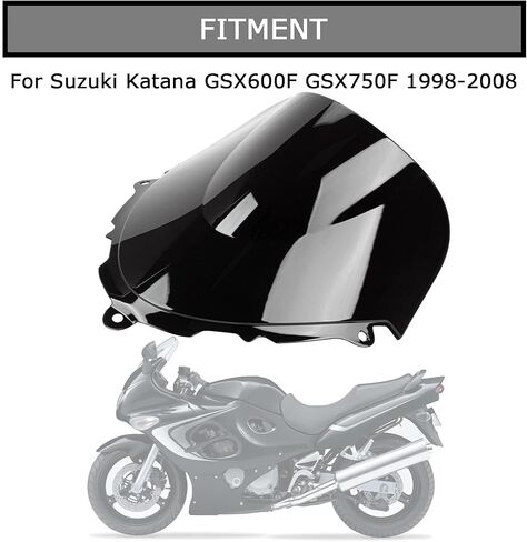 PSLER Windscreen Windshield Double Bubble for Katana GSX600F GSX750F 1998-2008 Black in Kuwait