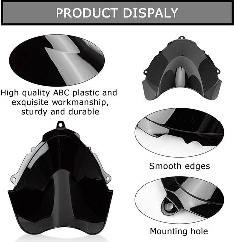 PSLER Windscreen Windshield Double Bubble for Katana GSX600F GSX750F 1998-2008 Black in Kuwait