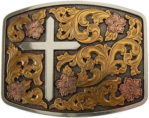 Nocona Mens Buckle Engraved Cross Floral 37945 in Kuwait