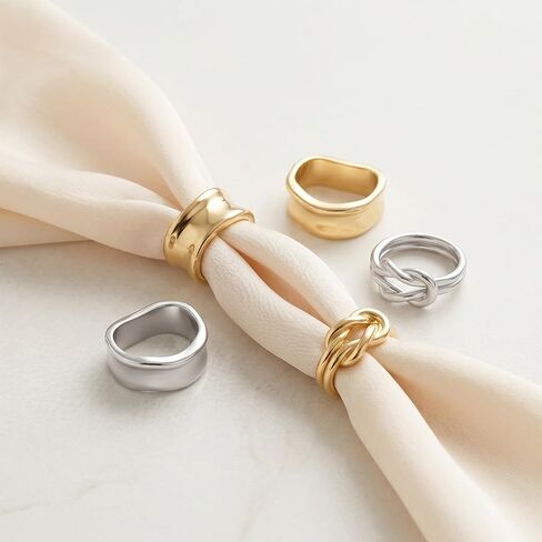 6 Pcs Scarf Rings for Women, Scarf Clips & Scarfs Slides, Minimalist Geometric Scarfs Buckle, Silk Shawl Clasp for Bandana & Dress Accessories in Saudi Arabia