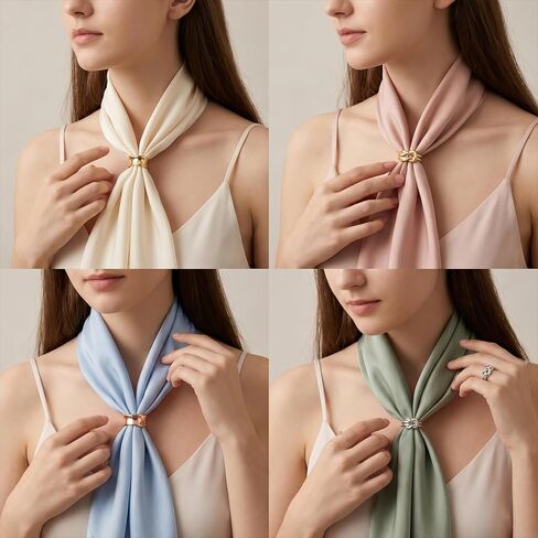 6 Pcs Scarf Rings for Women, Scarf Clips & Scarfs Slides, Minimalist Geometric Scarfs Buckle, Silk Shawl Clasp for Bandana & Dress Accessories in Saudi Arabia