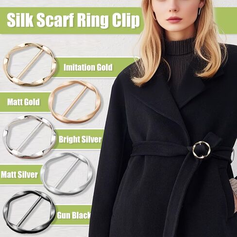 Bestac Scarf Clip, Scarf Ring Holder for Women, Metal Round Circle Buckle for Silk Scarves & T-Shirts in Saudi Arabia