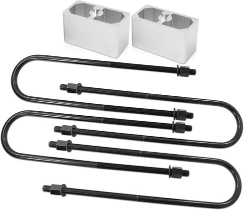 Billet Aluminum Rear Blocks Leveling Lift Kit with 15.5" U-bolts For Ford F-250 F-350 Super Duty 1999-2020 & 2000-2005 Excursion 2WD 4WD (1 inch) in Kuwait