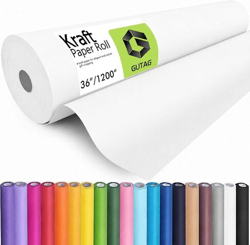 GUTAG 36" x 1200" (100') Kraft Paper Roll for Craft Bulletin Board Paper Art Table Covering Crafting Gift Wrapping Bouquet Packing Parcel 70GSM 50LB (Brown, 36x1200) in Saudi Arabia