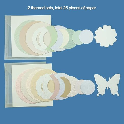 Scrapbook Textured Art Paper Assorted Set 25pcs Round Moon Flower Butterfly Special Craft Paper Supplies for Scrapbook Bullet Junk Journal Collage Card Making in Kuwait