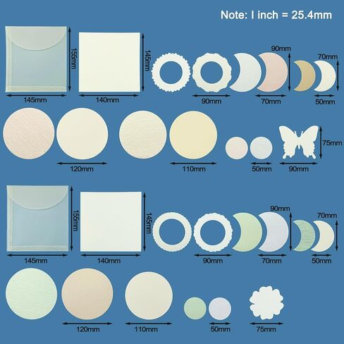 Scrapbook Textured Art Paper Assorted Set 25pcs Round Moon Flower Butterfly Special Craft Paper Supplies for Scrapbook Bullet Junk Journal Collage Card Making in Kuwait