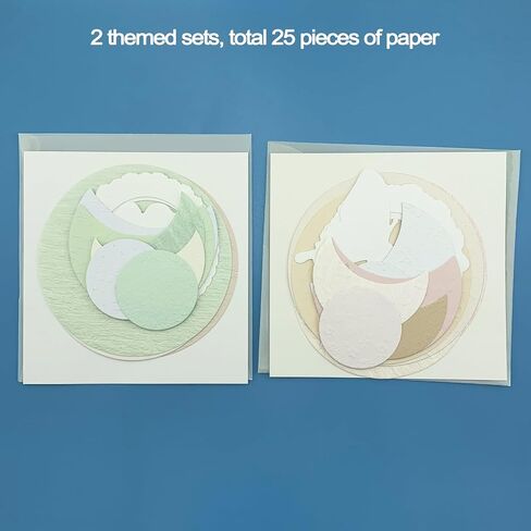 Scrapbook Textured Art Paper Assorted Set 25pcs Round Moon Flower Butterfly Special Craft Paper Supplies for Scrapbook Bullet Junk Journal Collage Card Making in Kuwait