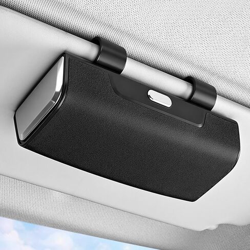 Sunglass Holder For Car Visor,Button-Open Sunglass Case For Car Visor,Car Sunglass Holder With Card Storage Function Suitable For Truck And Sedan To Place Sunglass (Black) in Saudi Arabia