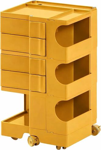 Multipurpose Utility Storage Cart- MCM Storage with Wheels and Slide Out Drawers - Professional Trolley Cart - Portable Caddy for Living Room, Bedroom & Studio in Saudi Arabia