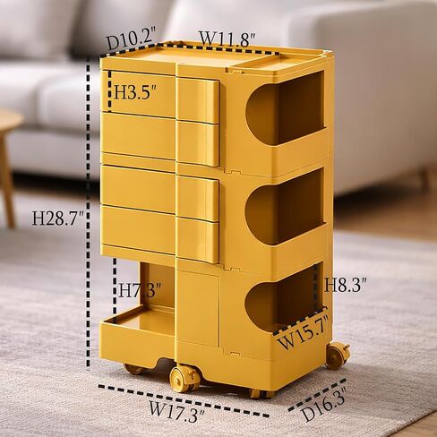 Multipurpose Utility Storage Cart- MCM Storage with Wheels and Slide Out Drawers - Professional Trolley Cart - Portable Caddy for Living Room, Bedroom & Studio in Saudi Arabia