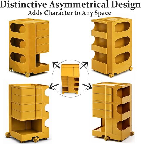Multipurpose Utility Storage Cart- MCM Storage with Wheels and Slide Out Drawers - Professional Trolley Cart - Portable Caddy for Living Room, Bedroom & Studio in Saudi Arabia