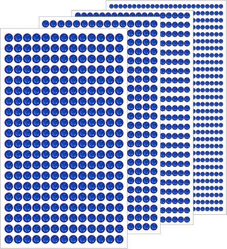 1792PCS Gem Stickers Self-Adhesive Face Jewelry Stickers, Acrylic Gems DIY Crafts, Sparkling Rhinestone for Kids, for Party & Holiday Supplies, 4 Sizes (05.Blue, 3mm 4mm 5mm 6mm) in Kuwait