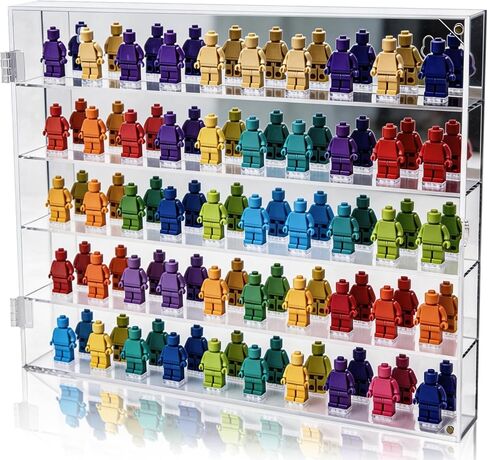 Acrylic Minifigure Display Case, Wall Mount Mini Figures Display Cabinet with Mirror Back, 50 Slots Dustproof Collectibles Display Shelves for Small Anime Figure, 15x12x2 Inches in Saudi Arabia