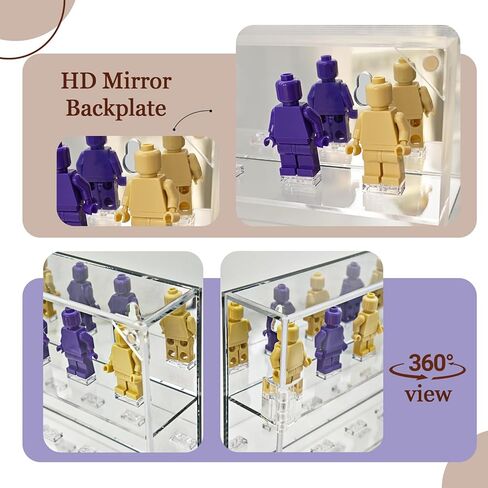 Acrylic Minifigure Display Case, Wall Mount Mini Figures Display Cabinet with Mirror Back, 50 Slots Dustproof Collectibles Display Shelves for Small Anime Figure, 15x12x2 Inches in Saudi Arabia