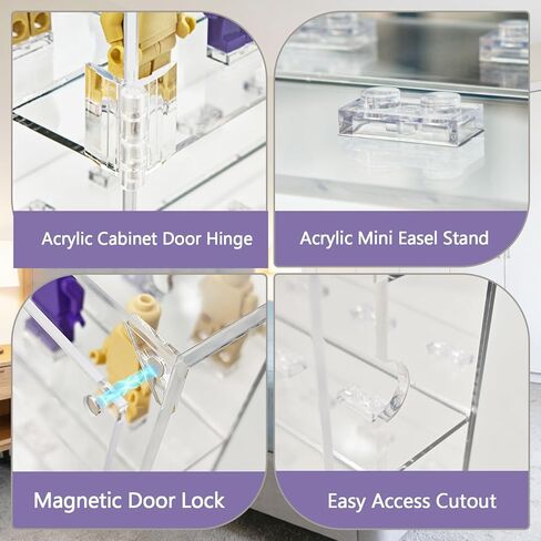 Acrylic Minifigure Display Case, Wall Mount Mini Figures Display Cabinet with Mirror Back, 50 Slots Dustproof Collectibles Display Shelves for Small Anime Figure, 15x12x2 Inches in Saudi Arabia