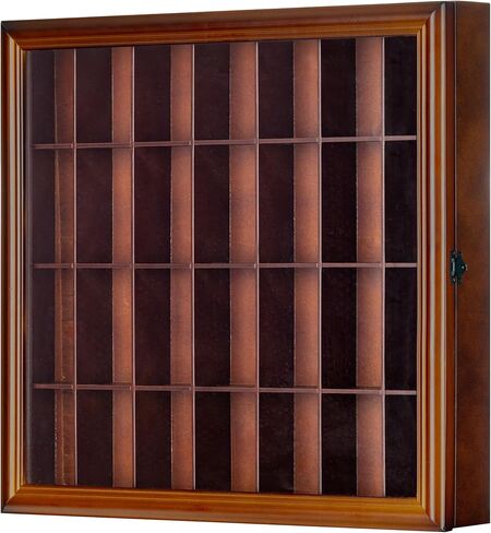 Gallery Solutions - 18x16 Shot Glass Collection - Walnut Collectable Display Case - Hinged Front - 28 Display Slots for Shot Glasses - Bar, Home, Office Accessories in Saudi Arabia