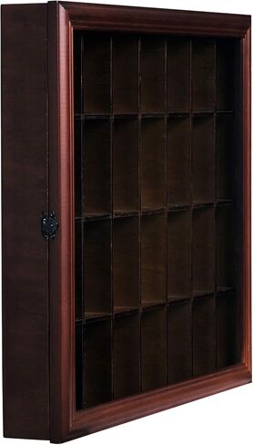Gallery Solutions - 18x16 Shot Glass Collection - Walnut Collectable Display Case - Hinged Front - 28 Display Slots for Shot Glasses - Bar, Home, Office Accessories in Saudi Arabia