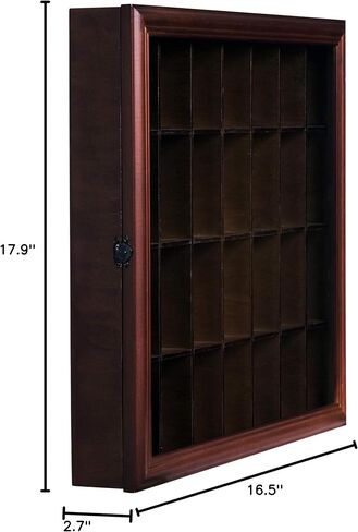Gallery Solutions - 18x16 Shot Glass Collection - Walnut Collectable Display Case - Hinged Front - 28 Display Slots for Shot Glasses - Bar, Home, Office Accessories in Saudi Arabia