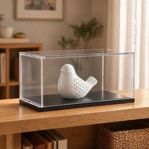 1/43 Scale Clear Acrylic Display Case with Matt Black Base and Lid, Dust-Proof Acrylic Showcase, Cube Counter-Tops Box for Large Collectibles (5.9x3x2 inch) in Kuwait