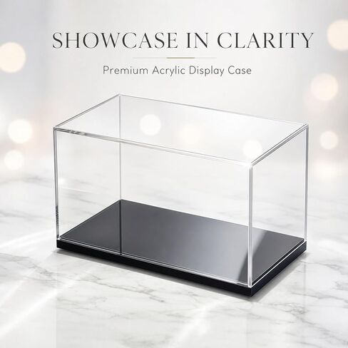 1/43 Scale Clear Acrylic Display Case with Matt Black Base and Lid, Dust-Proof Acrylic Showcase, Cube Counter-Tops Box for Large Collectibles (5.9x3x2 inch) in Kuwait