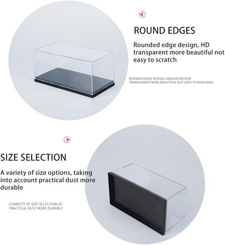 1/43 Scale Clear Acrylic Display Case with Matt Black Base and Lid, Dust-Proof Acrylic Showcase, Cube Counter-Tops Box for Large Collectibles (5.9x3x2 inch) in Kuwait